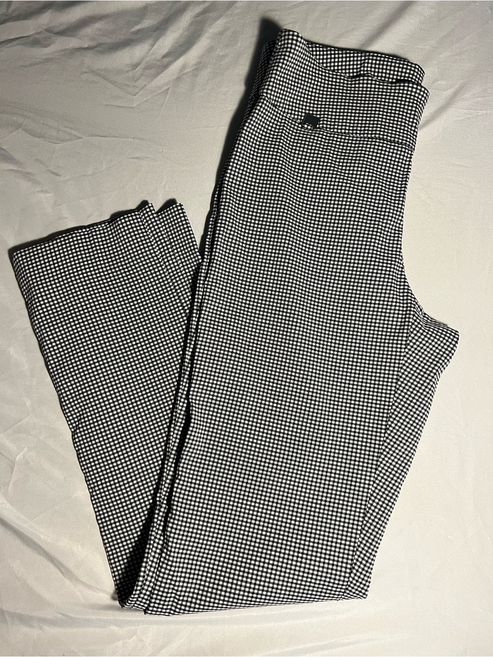 Black & White Micro Gingham Stretch Pants Peck & Peck